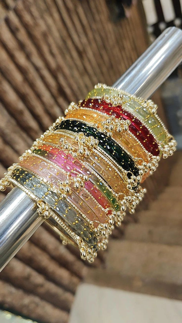Traditional Multicolor Kashmiri Bangles 6 colors Set